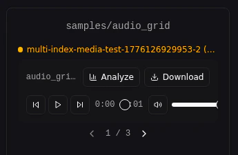 Multi-sample audio card with 1/3 nav row