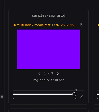 Multi-sample image card with 1/3 nav row