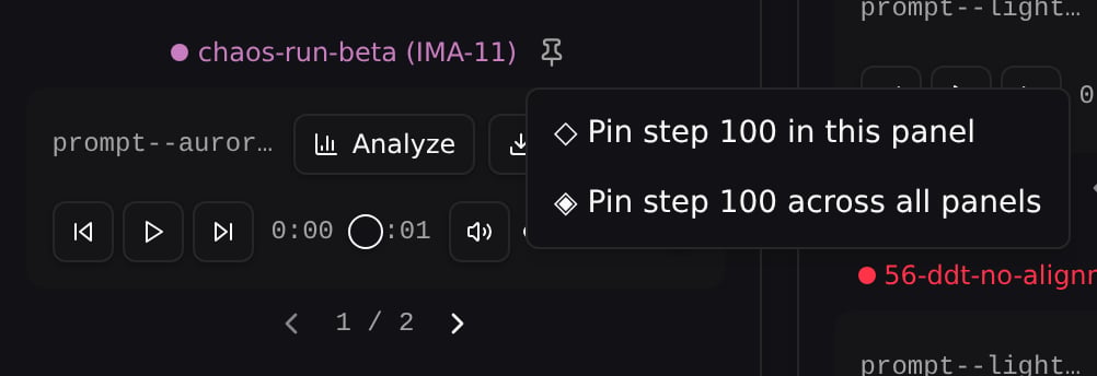 Pin scope menu on an audio card