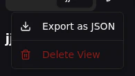 Dashboard export menu