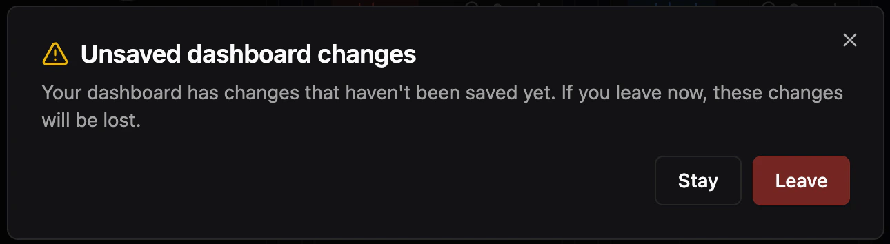 Leave Unsaved Dashboard Changes