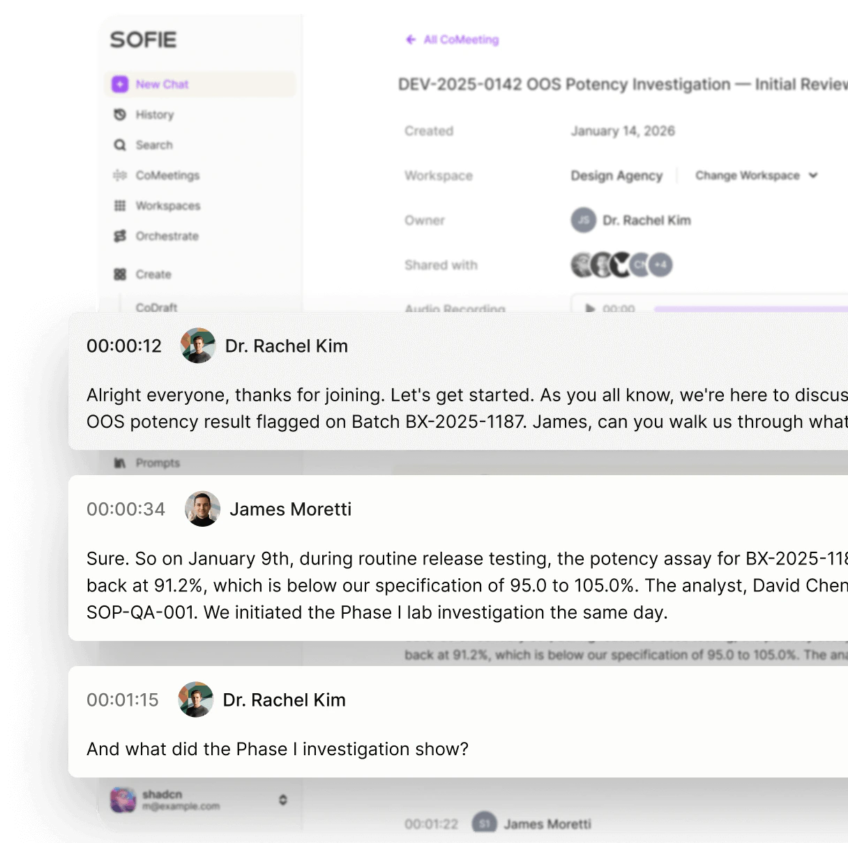 Sofie onboarding screen introducing CoMeeting for meeting capture