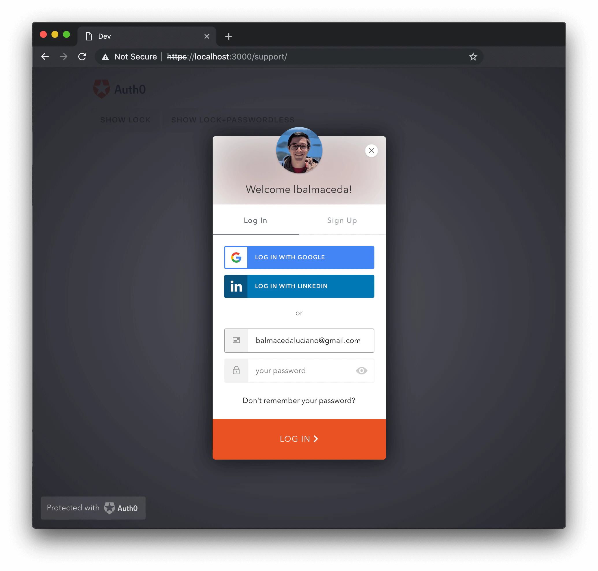 Opción de Lock: avatar