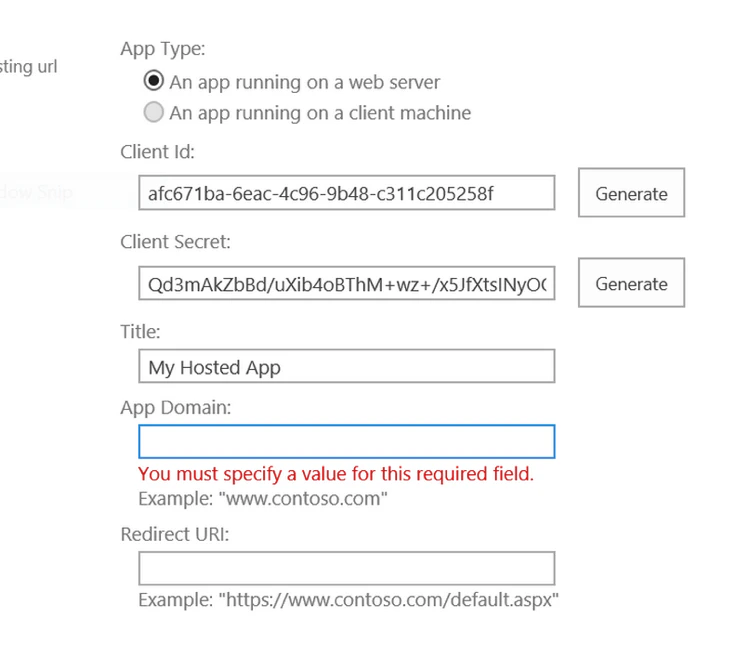 SharePoint - generar ID de cliente - generar Secreto del cliente