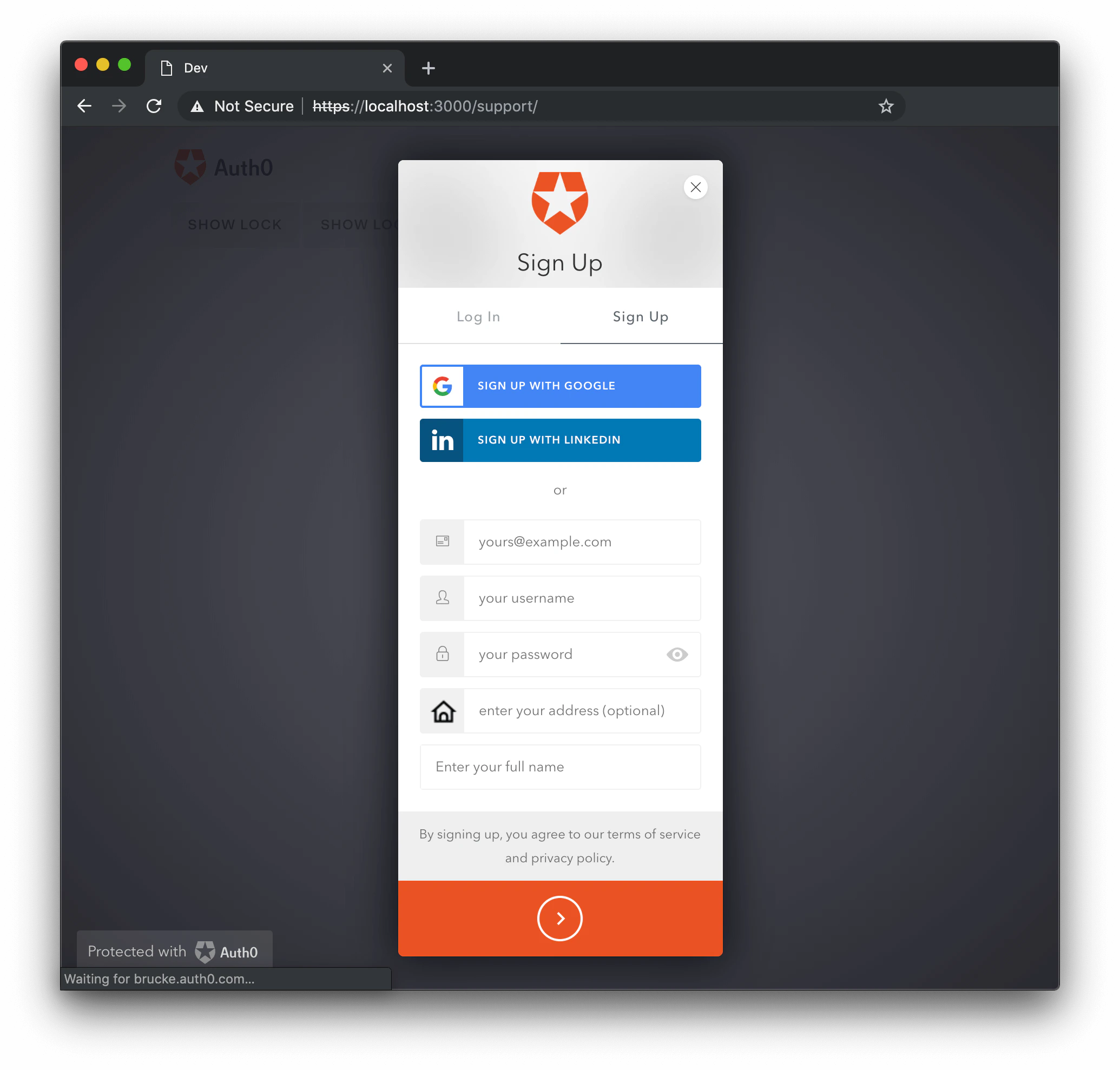 Opción de Lock: Campos de registro adicionales