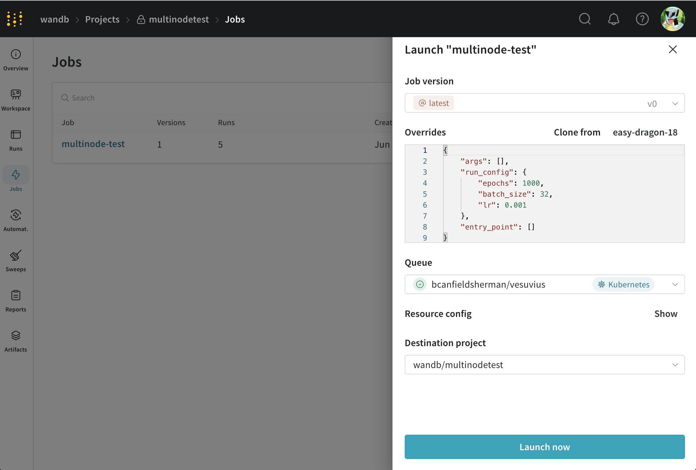 Multi-node job launch