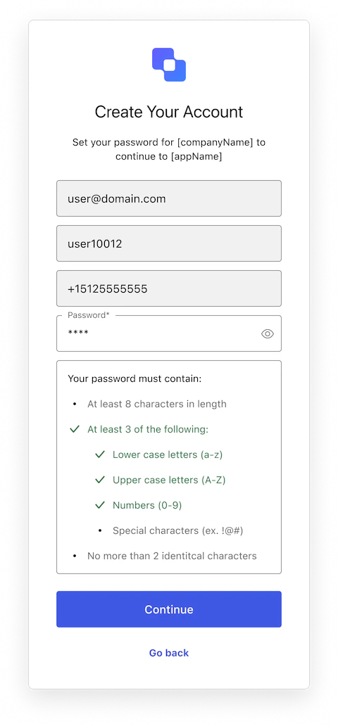 Contraseña de registro con identificadores flexibles