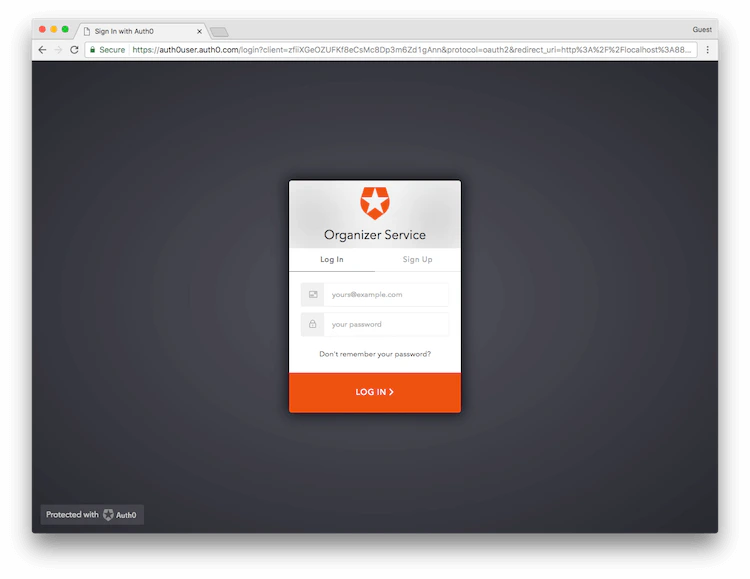 Página de inicio de sesión de Lock