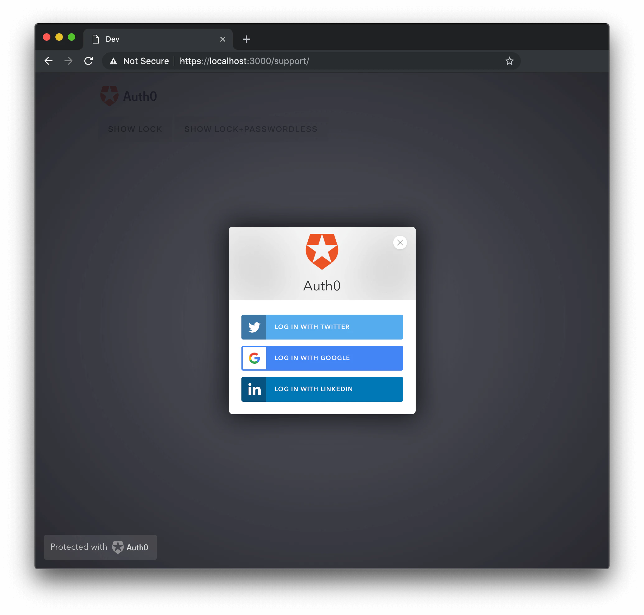 Opción de Lock: Conexiones permitidas - Social