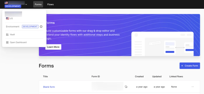 Dashboard > Forms > Vault