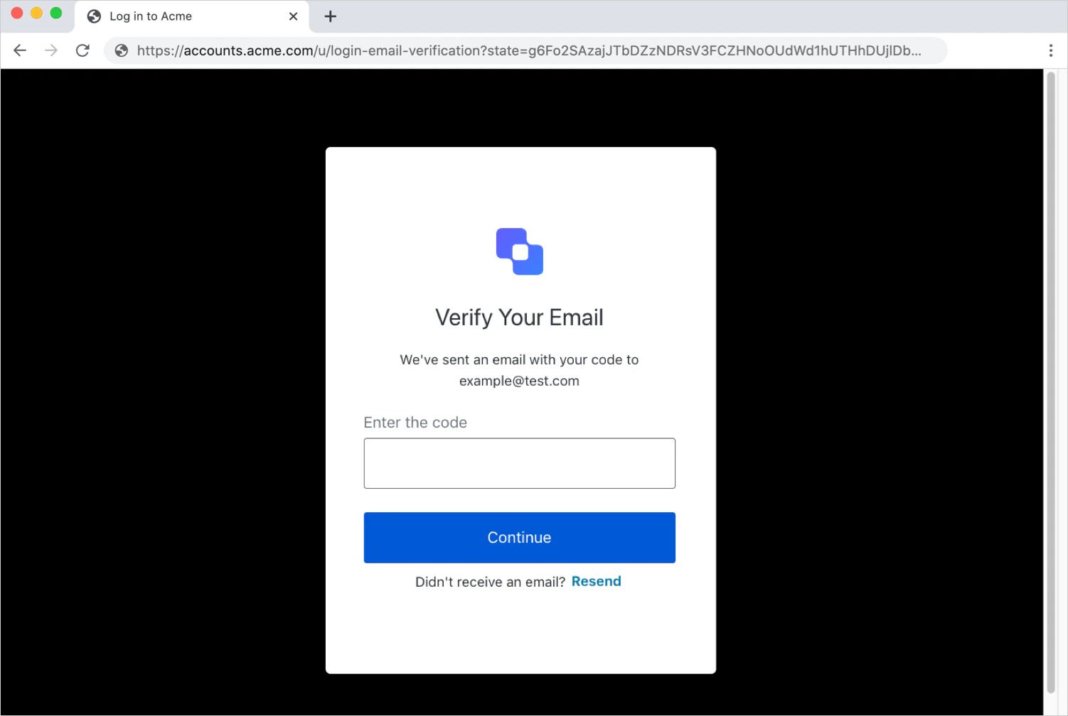 Auth0 - Invite de vérification du courriel - Code à usage unique