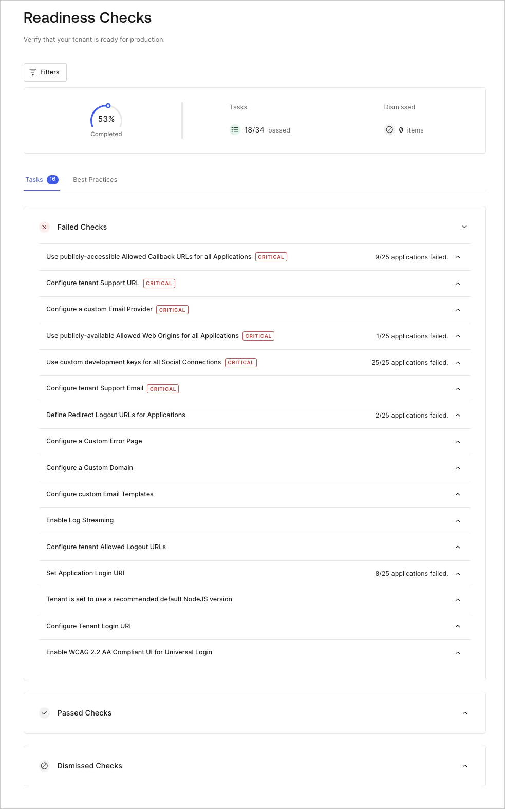 Auth0 Support pre-deployment production checks