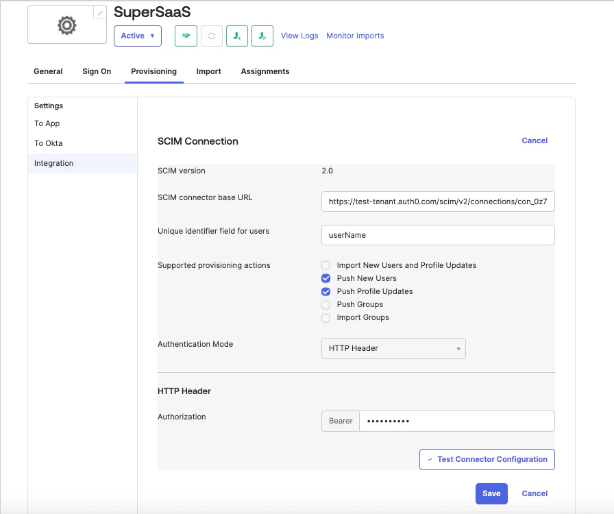 Inbound SCIM WIC Configuration