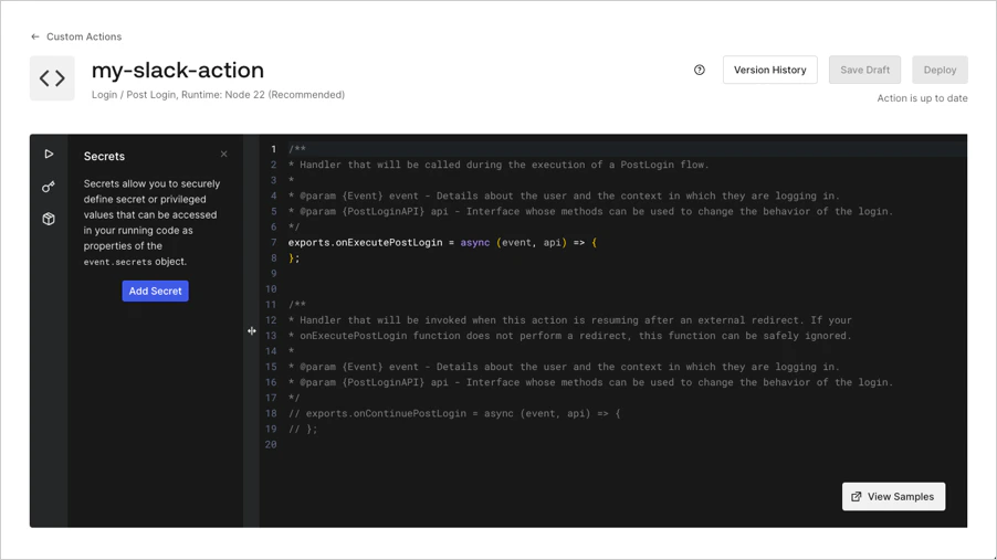 Actions Code Editor