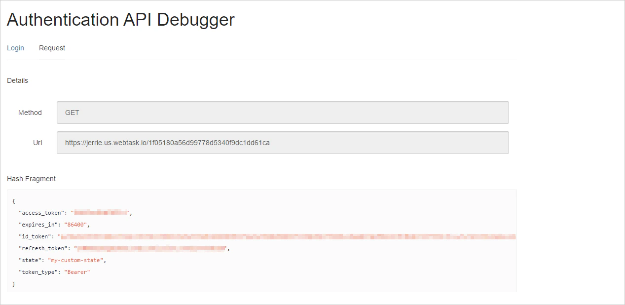 Dashboard - Extensions - Authentication API Debugger - Flujo ejecutado