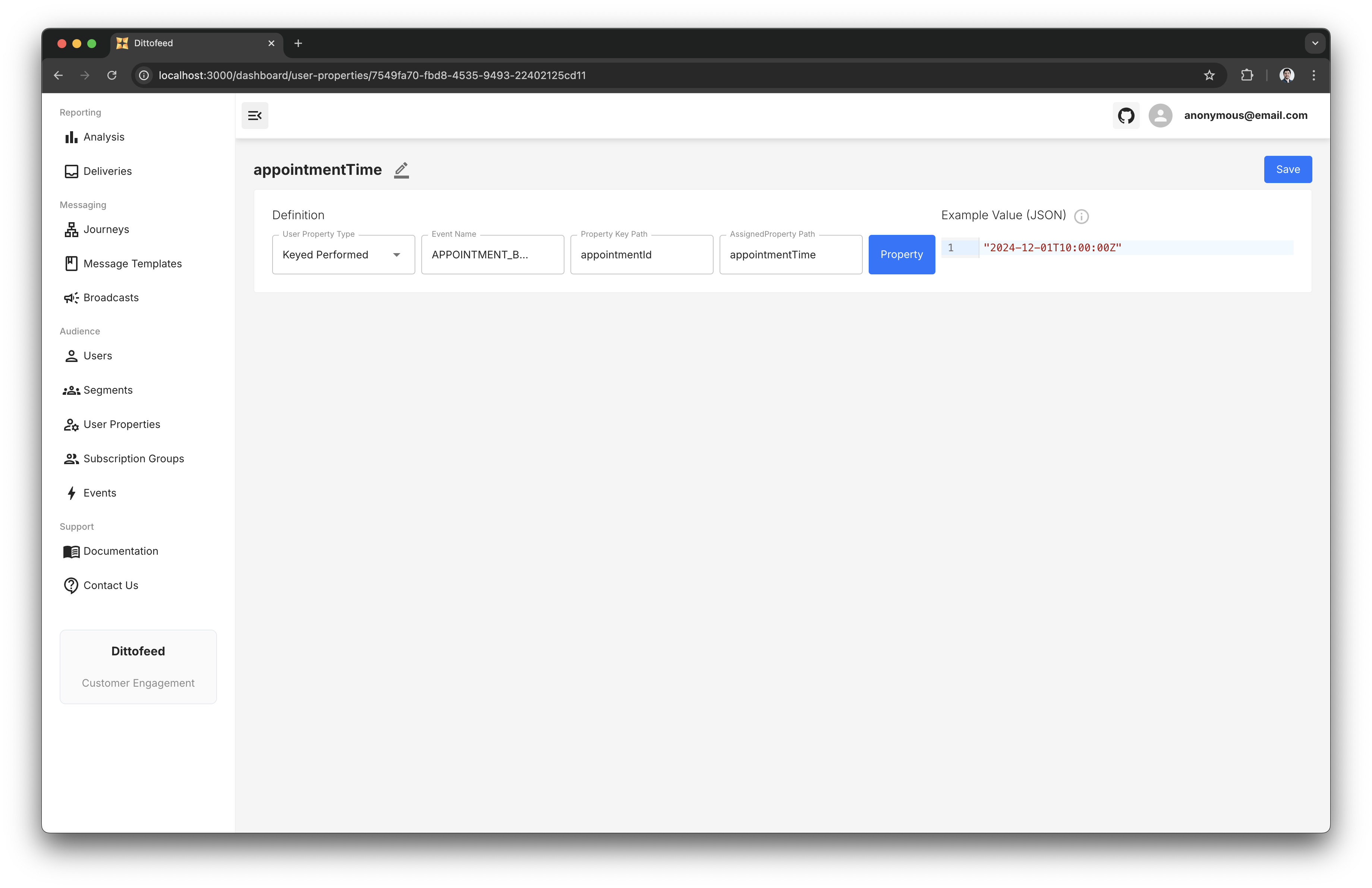 Appointment Reminders Time User Property