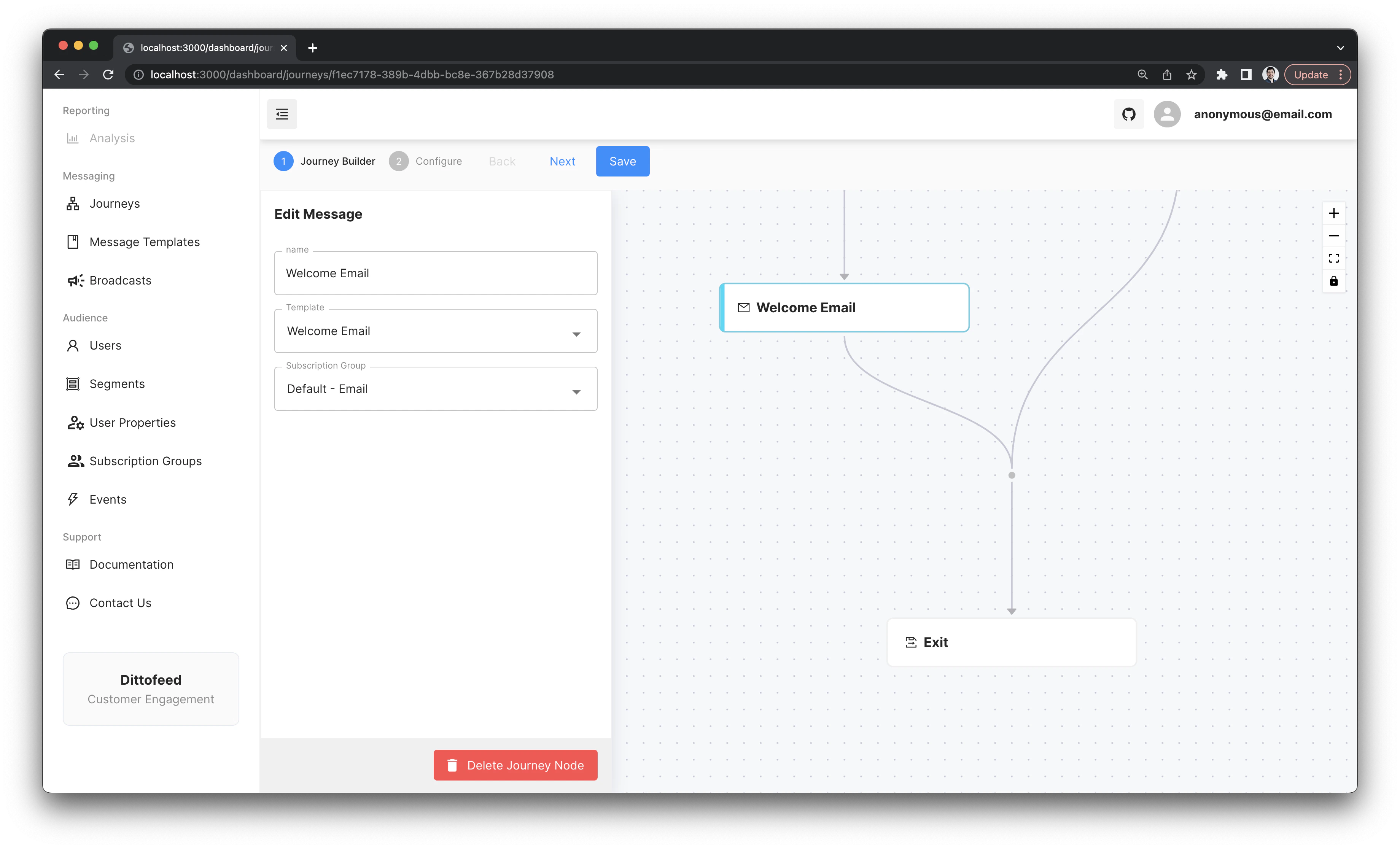 Subscription Groups in User Journeys