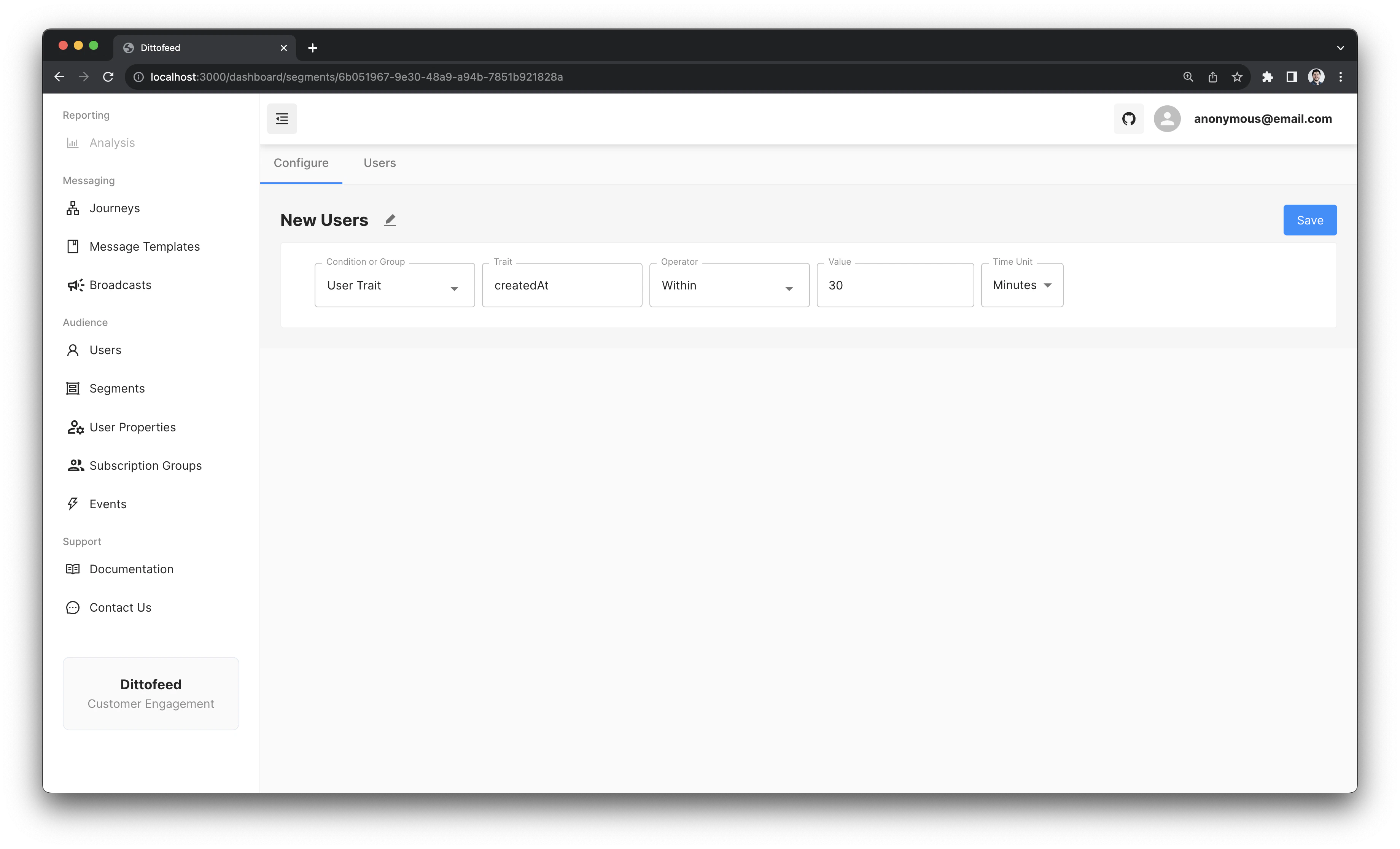 New Users Segment Example