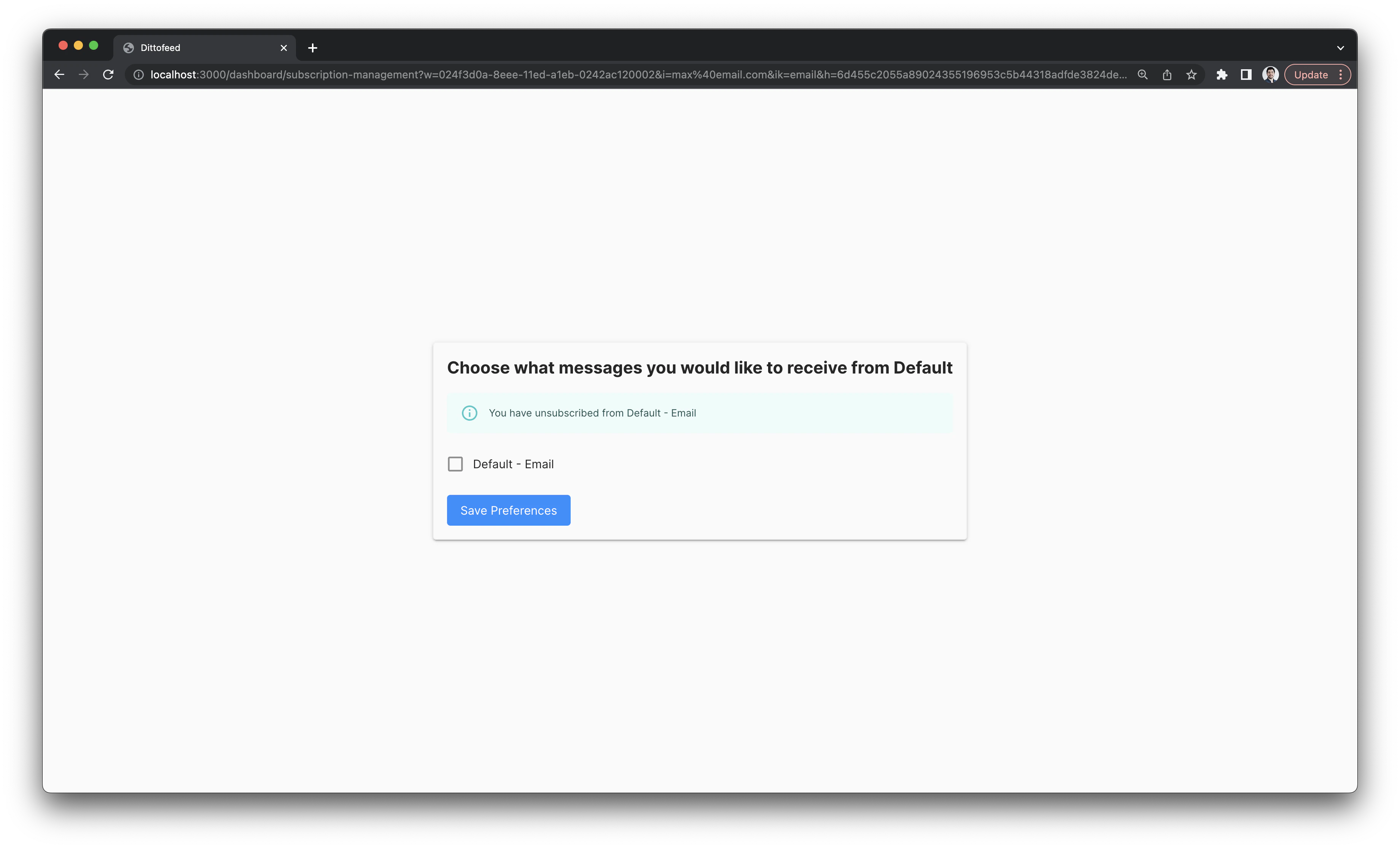 Subscription Management Page
