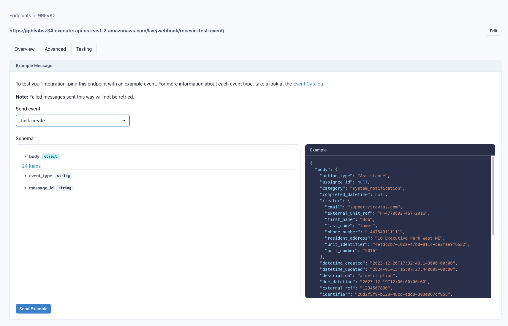 Testing Endpoint