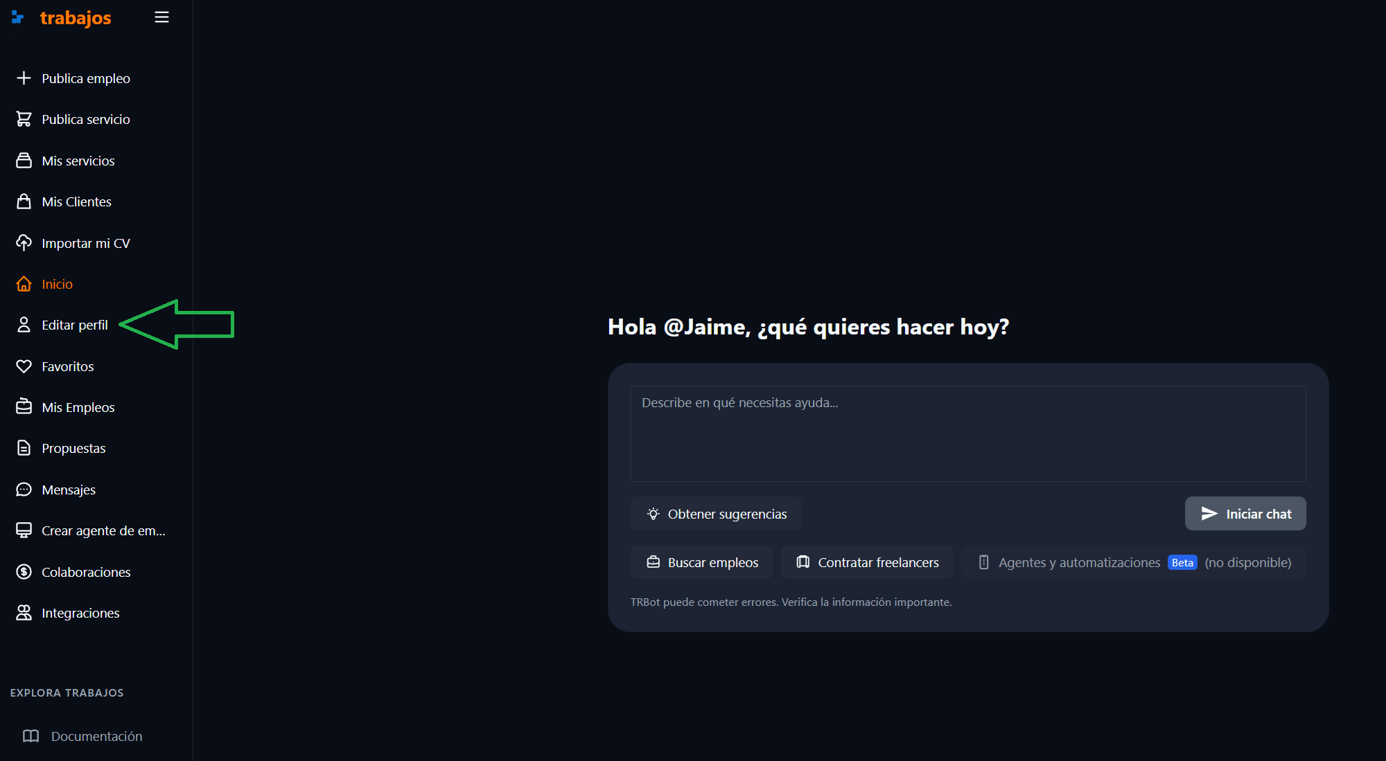 Revisar nuestro Perfil en el menu