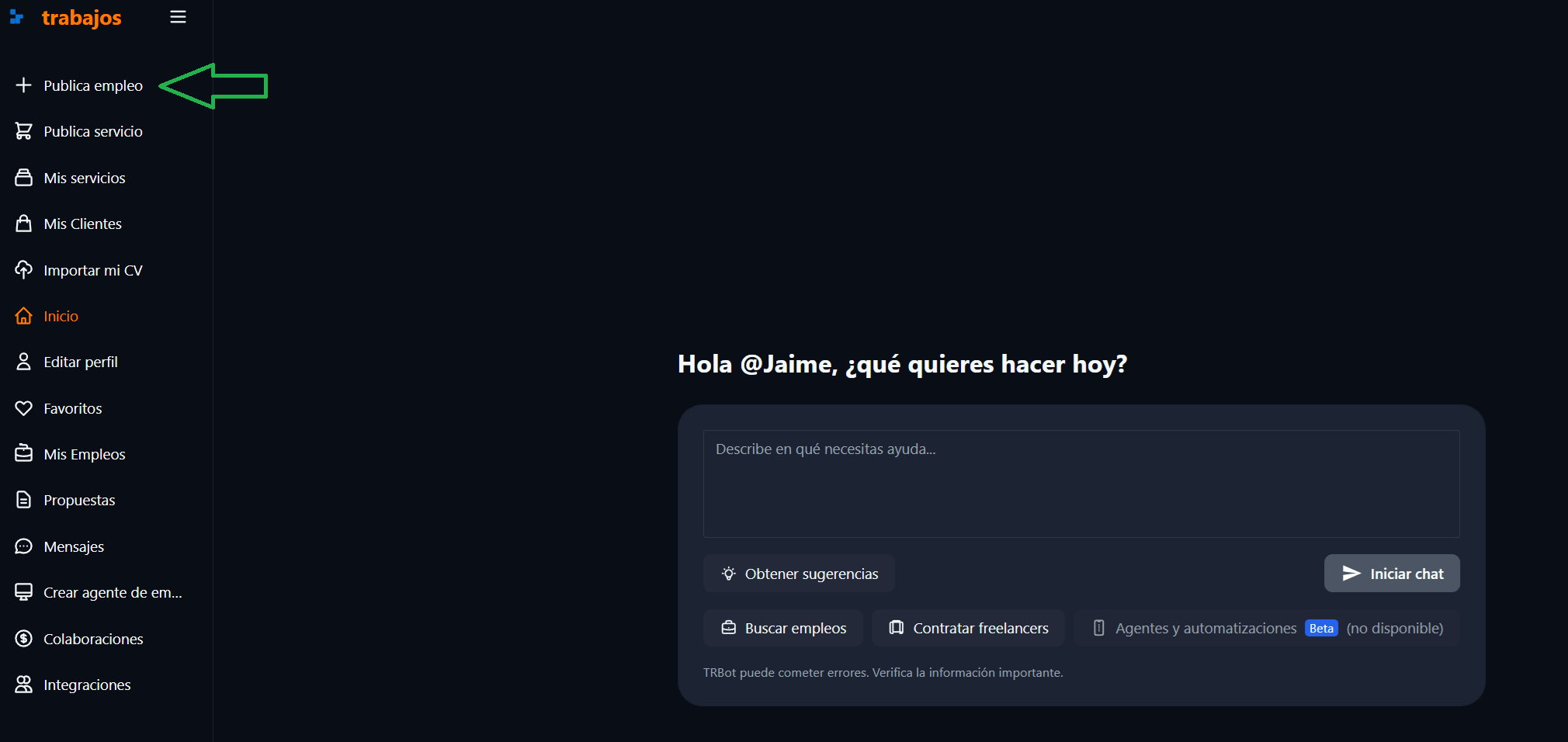 Publicar una oferta de empleo Freelancer