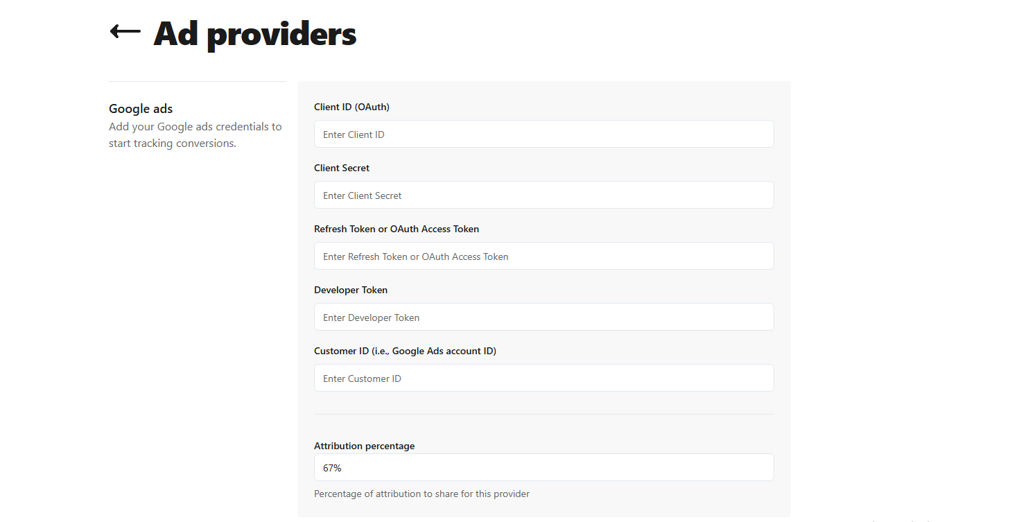 Ad Providers Configuration