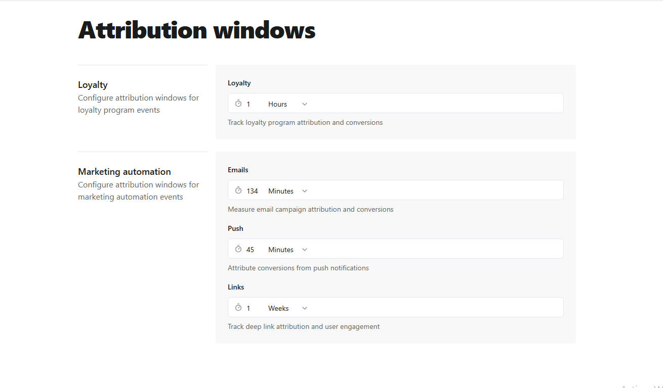 Attribution Windows Configuration