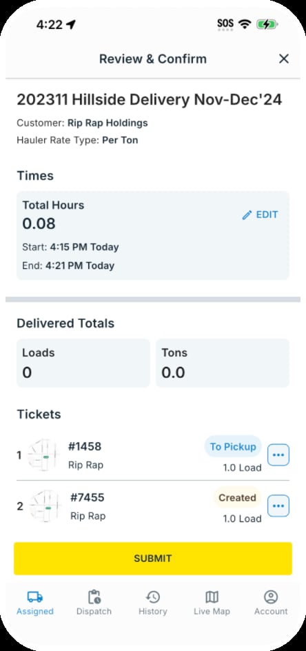 Review and Confirm: SUBMIT
