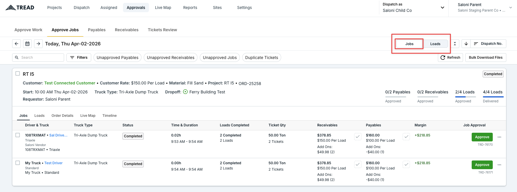 Jobs view toggle