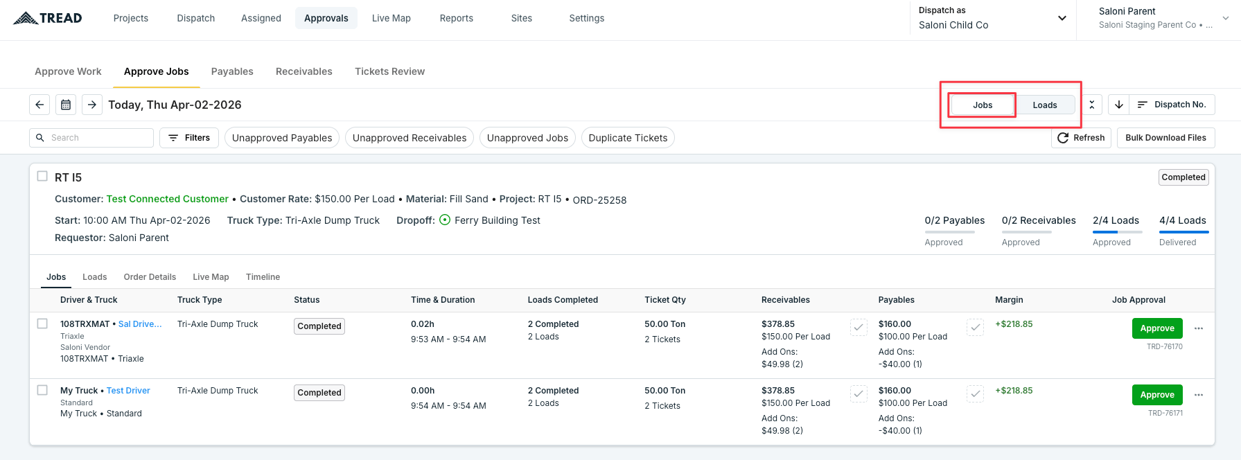 Jobs view toggle