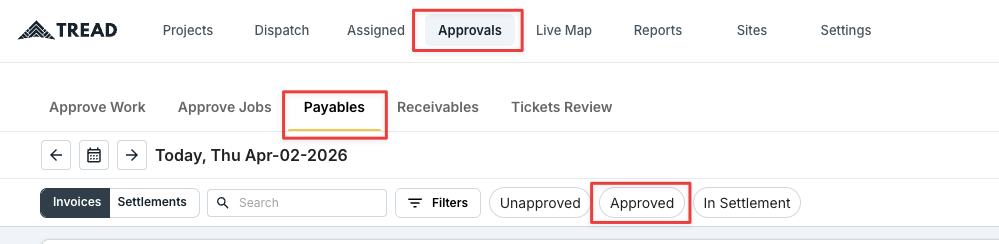 Payables tab