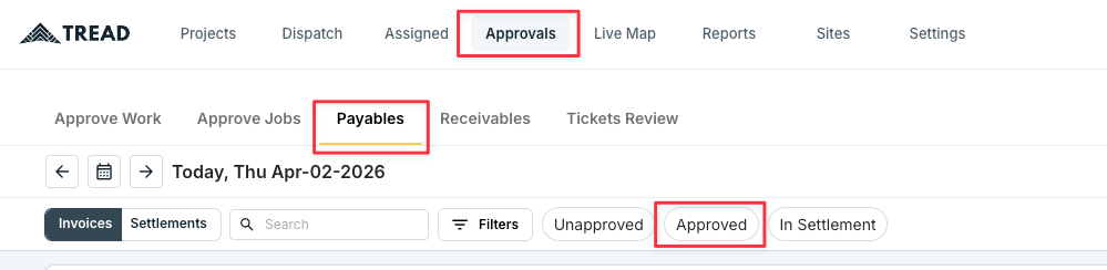 Payables tab