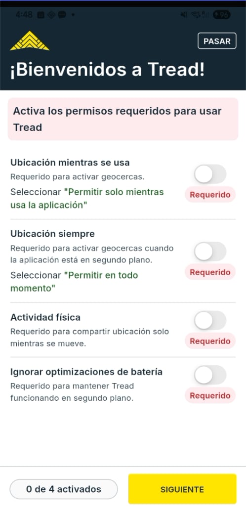 Android: activar los permisos requeridos
