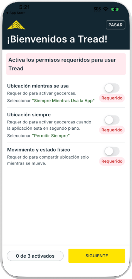 iOS: activar los permisos requeridos