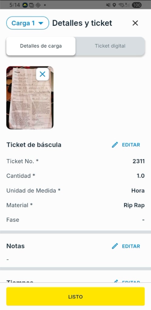Ticket guardado