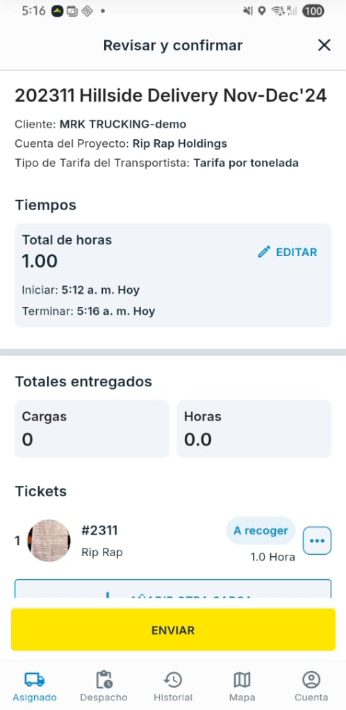 Revisar y enviar: ENVIAR