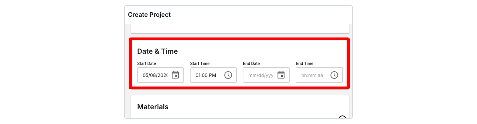 Project Date And Time