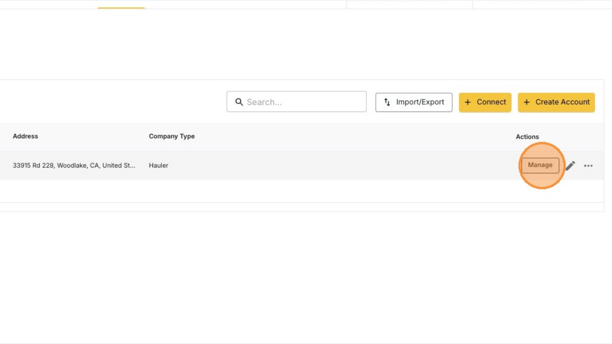 The MANAGE button on a vendor row