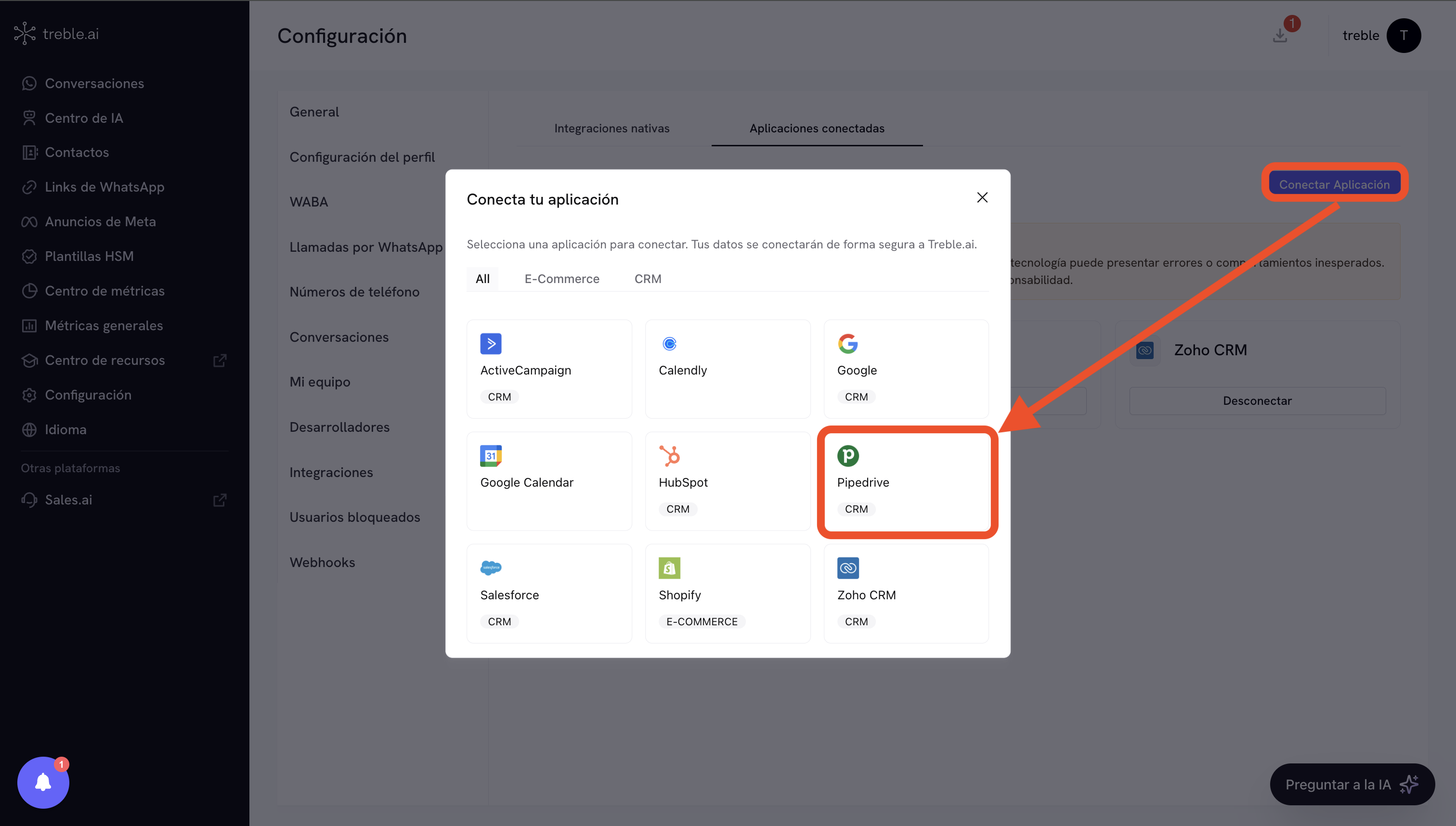 Install Pipedrive in Treble