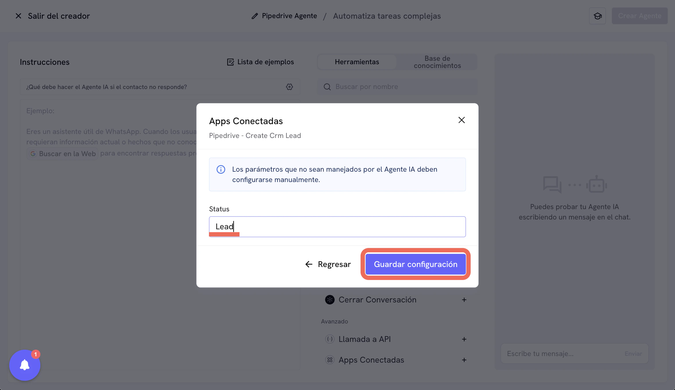 Create Lead tool configuration