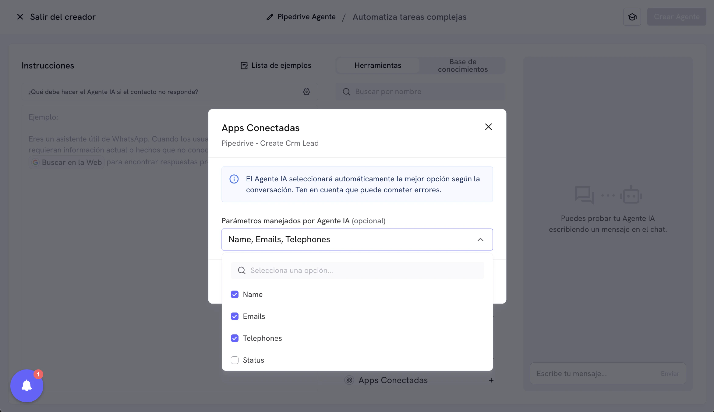 Create Lead tool configuration