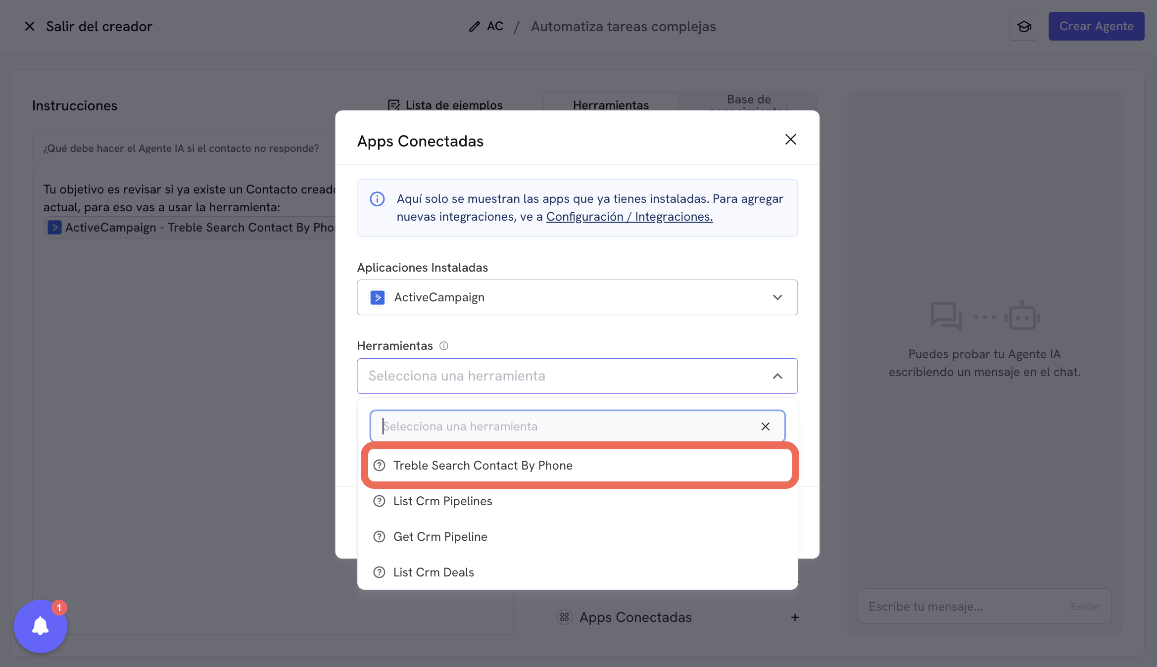 Herramientas de Treble Buscar Contacto por Teléfono