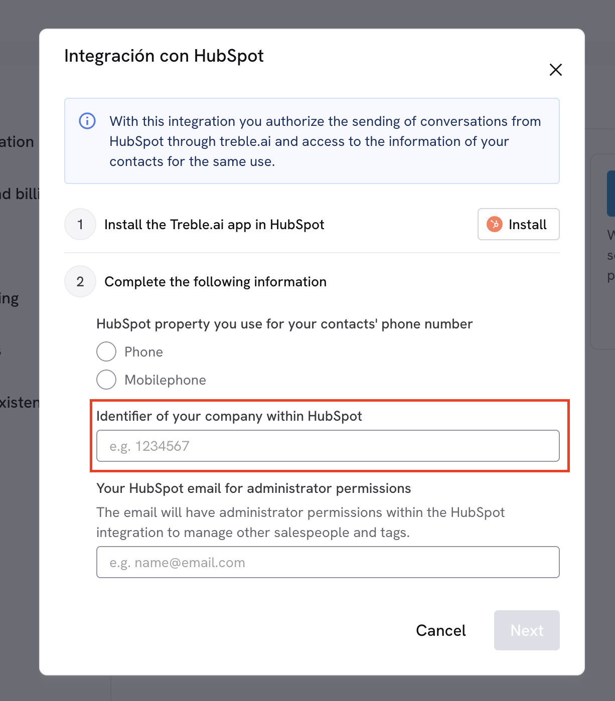 Instalar Treble no HubSpot