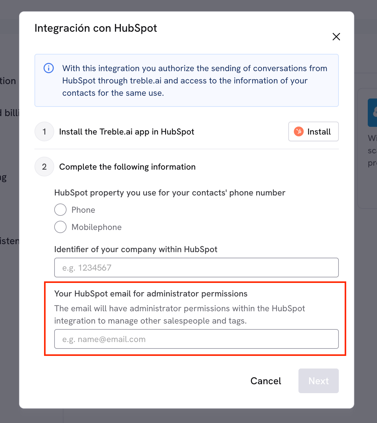Instalar Treble no HubSpot