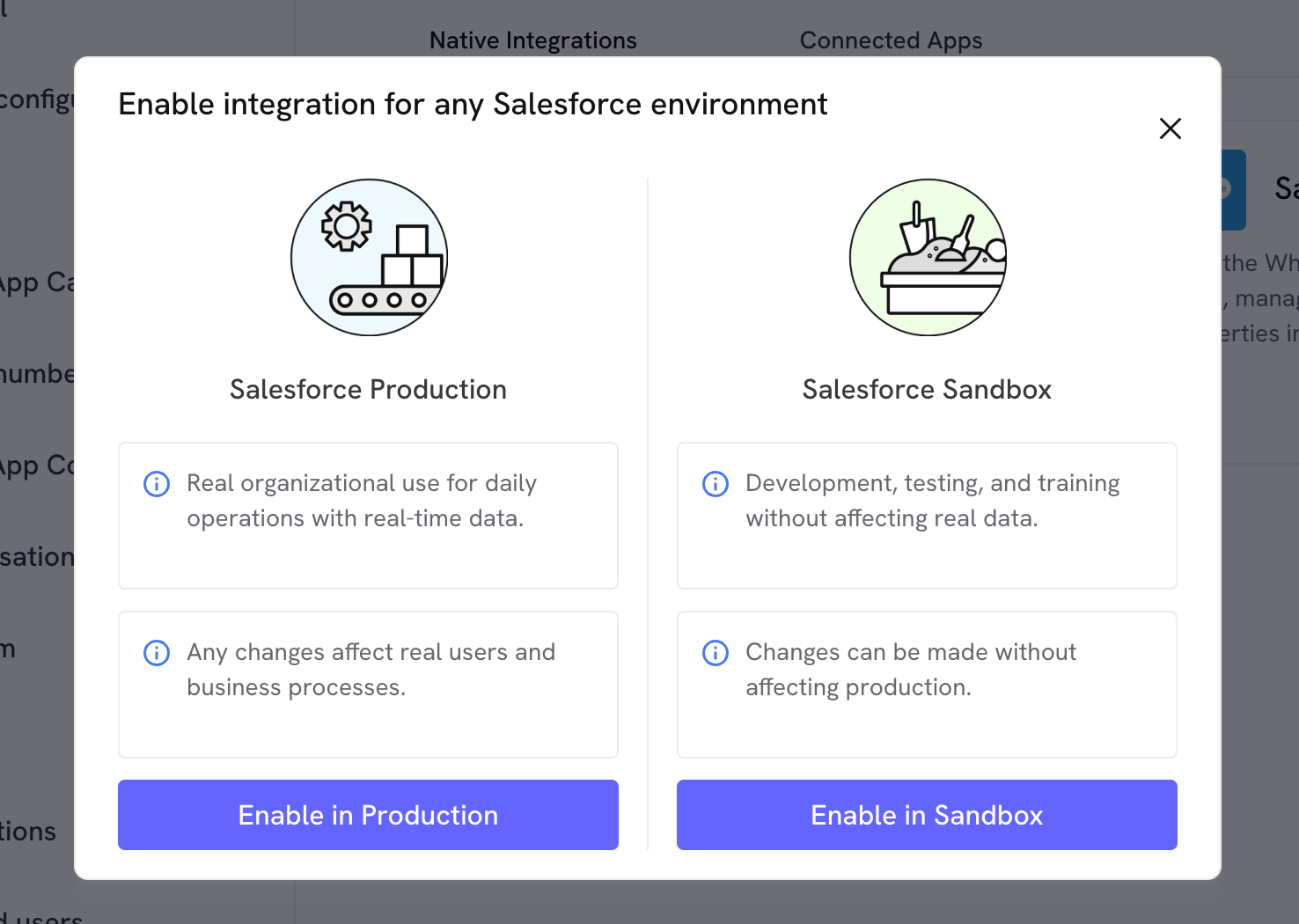 Escolher ambiente do Salesforce