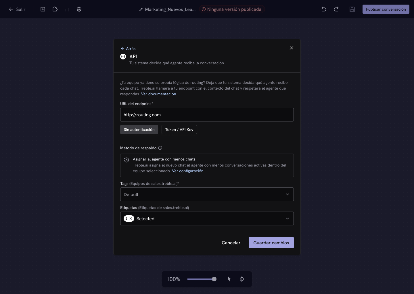 Configurar la URL del endpoint