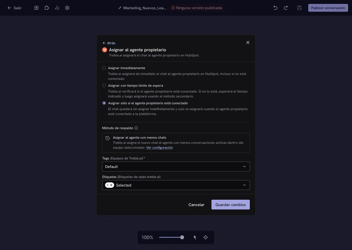 Assign only if the owner agent is connected