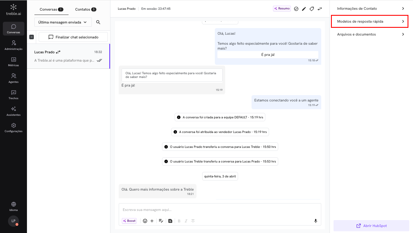 Biblioteca de mensajes rápidos