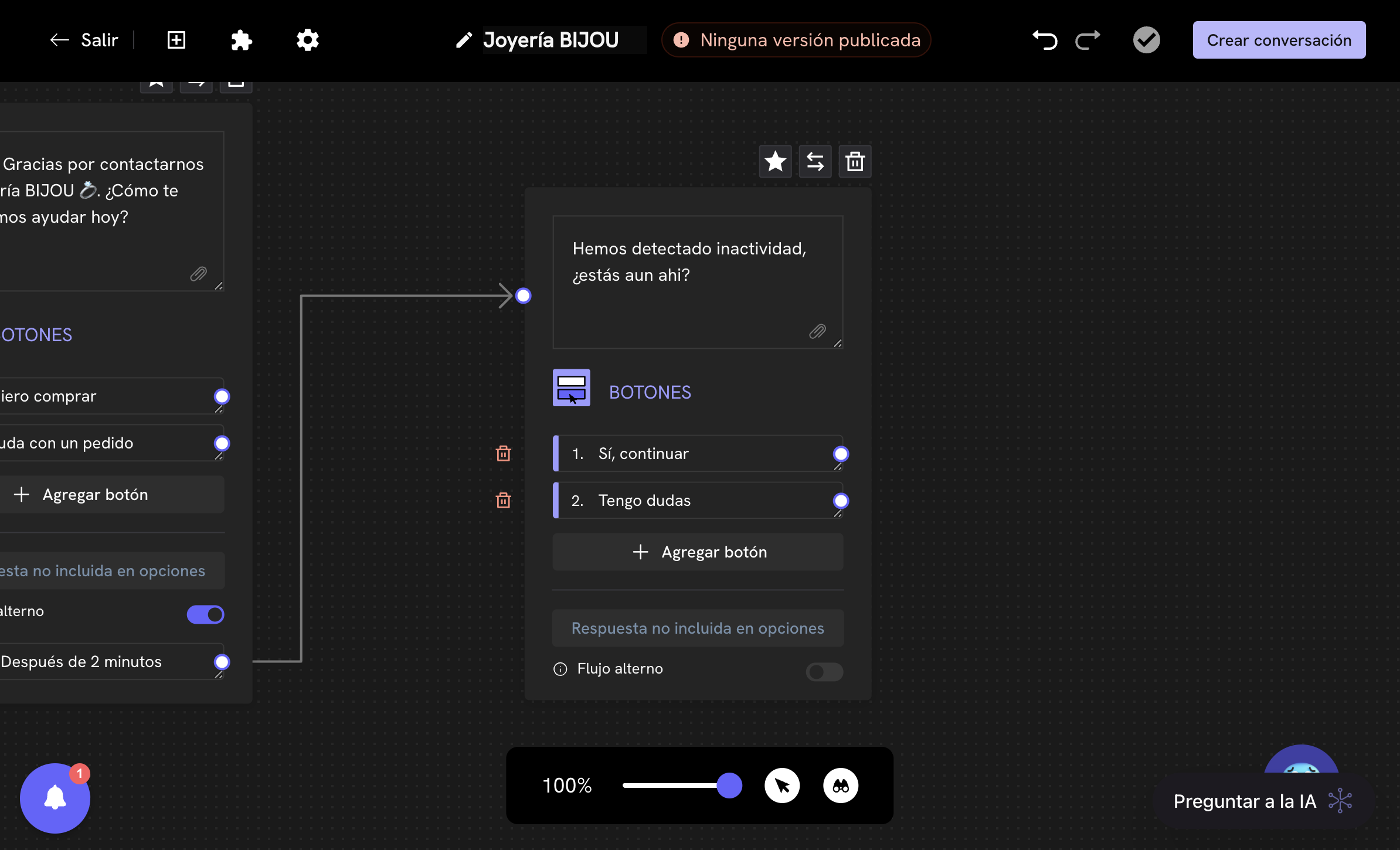 Configurar o bloco de mensagem do fluxo alternativo
